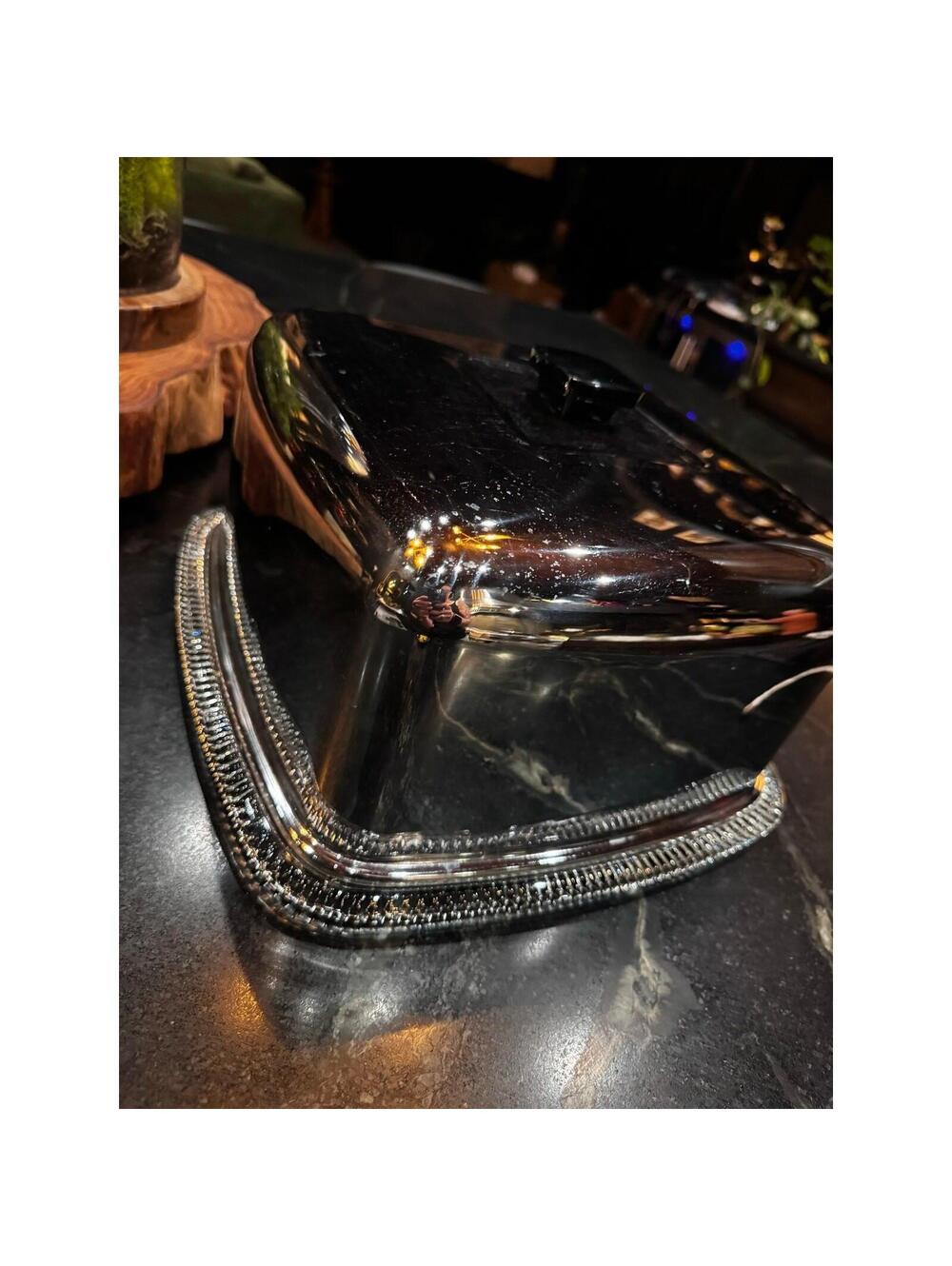 Vintage Kromex Square Chrome Cake Carrier Saver Glass Tray Plate MCM 1950s Retro - Picture 2 of 6